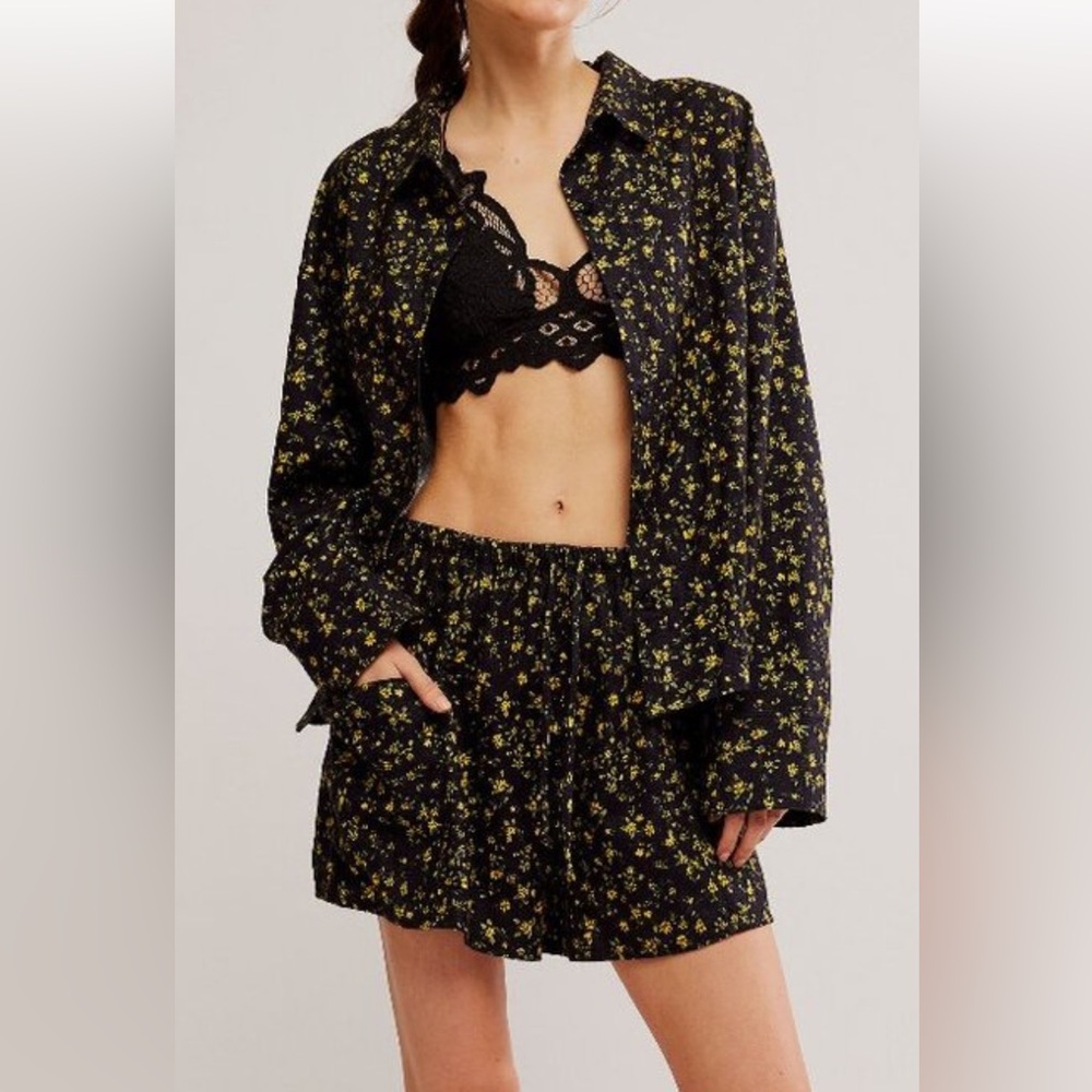 FREE PEOPLE INTIMATELY Early Morning Sleep Set in Black Combo NWT sz M, XL